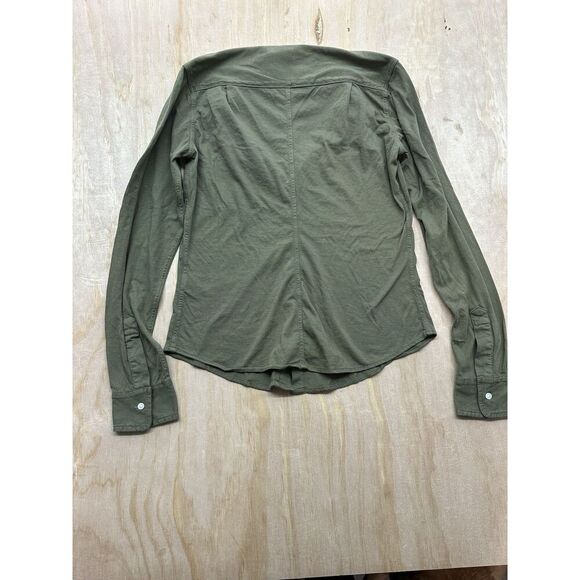 NEW Frank & Eileen Barry Relaxed button up Shirt in Army SZ XS Jersey Knit - Picture 4 of 4